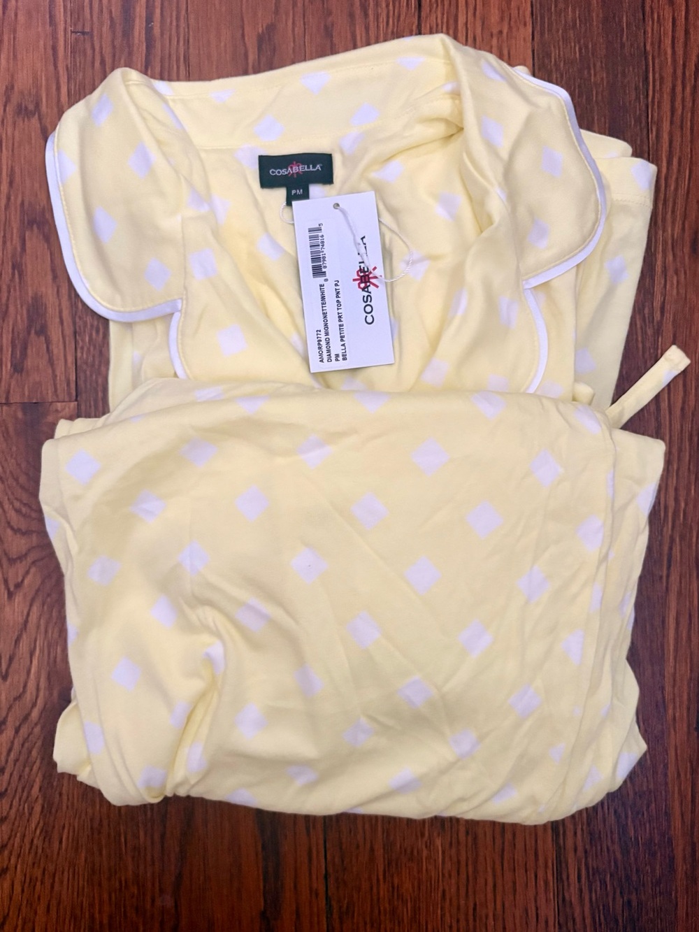 NWT: Cosabella Yellow & White Polka Dot Pajama Set